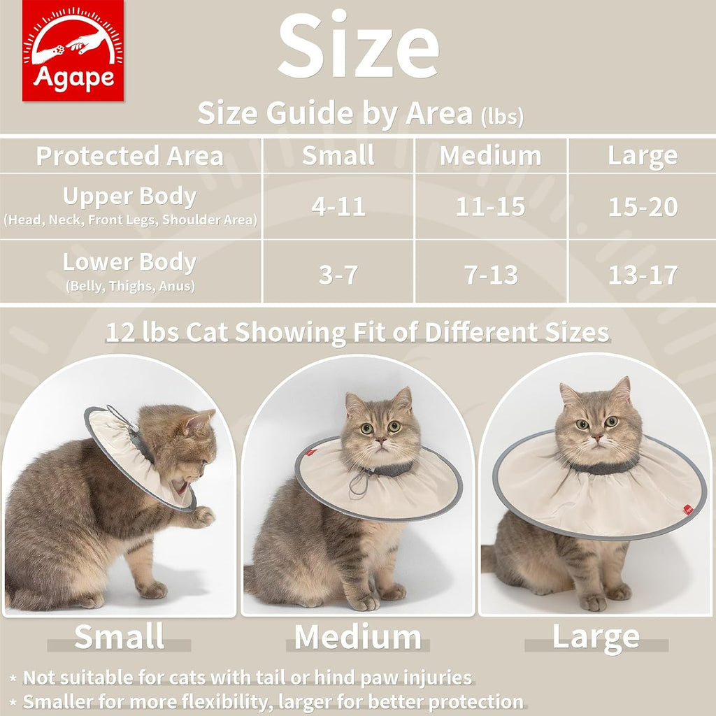 Agape soft cat collar for grooming and wound protection