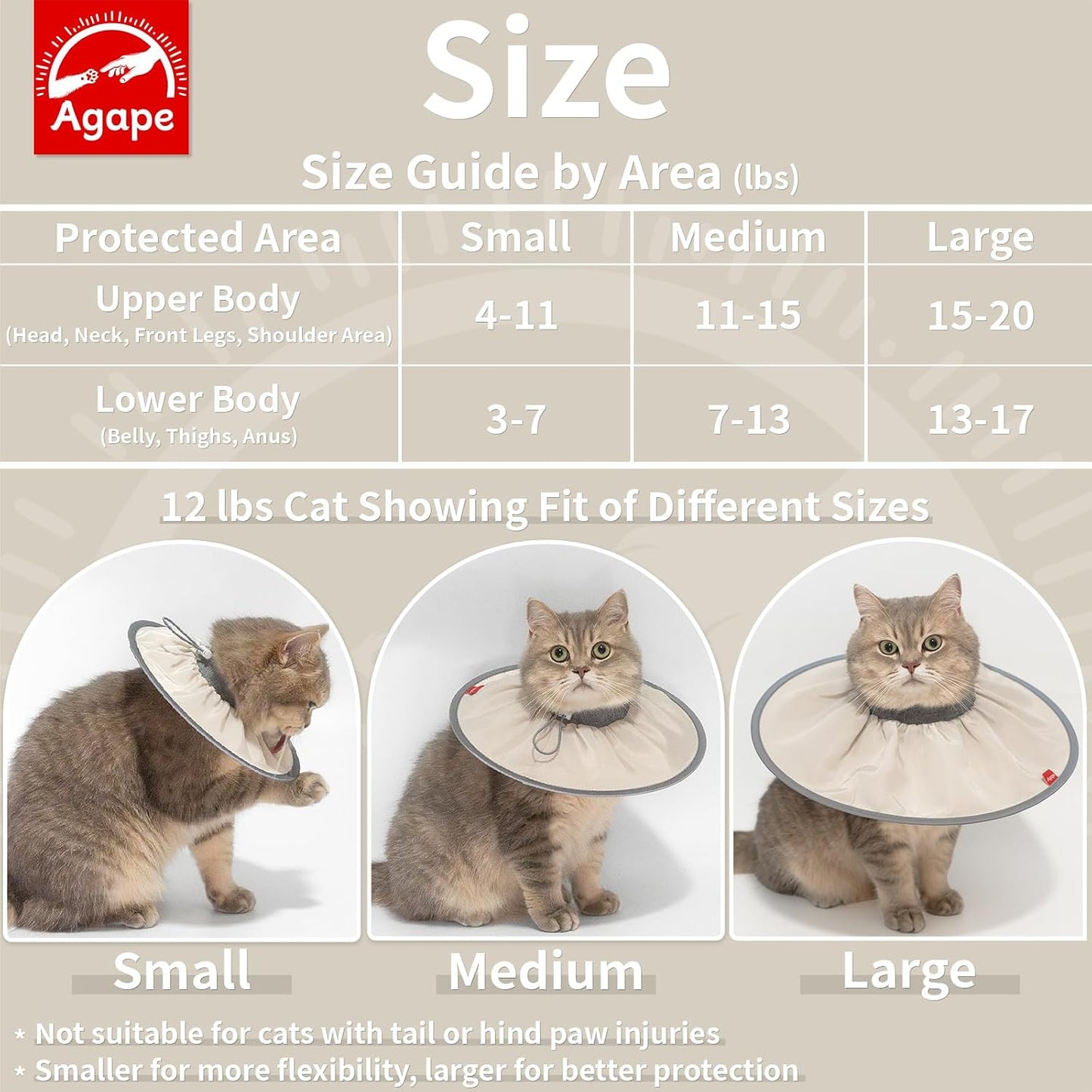 Agape soft cat collar for grooming and wound protection