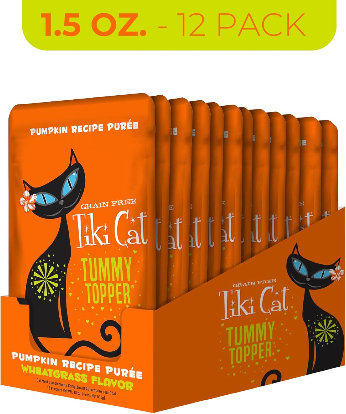 Tiki Pets grain free pumpkin and wheatgrass cat food topper