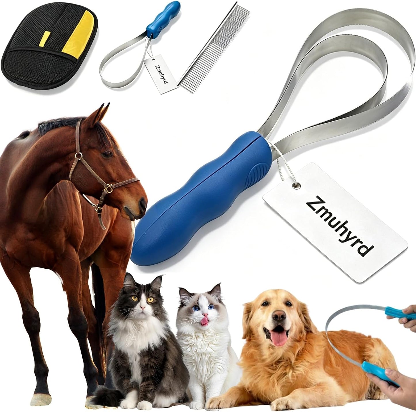 Dual Sided Shedding Blade for Cats & Dogs, Shedding Brush Tool with Stainless Steel Blades, Pet Hair Removal Tool for Horses/Cattle/Sheep, Comfort Grip - Fine & Coarse Teeth for Long Short Hair (MIX) | Dual Sided Shedding Blade - Image 12