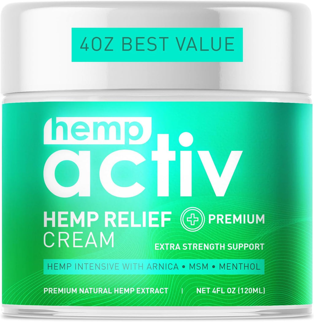 Hempactiv Cooling Hemp Cream 4 Ounce jar front view