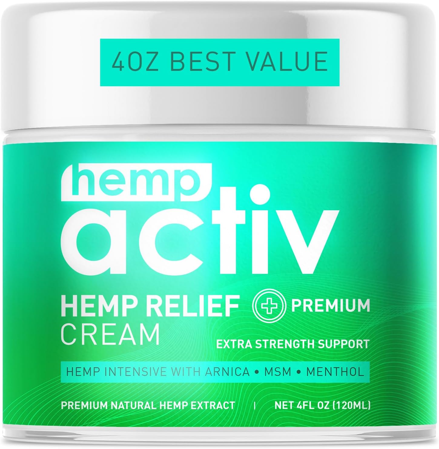 Hempactiv Cooling Hemp Cream 4 Ounce jar front view