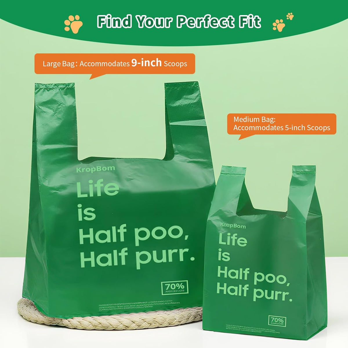 Premium cat waste management bags pack with bonus cat toy