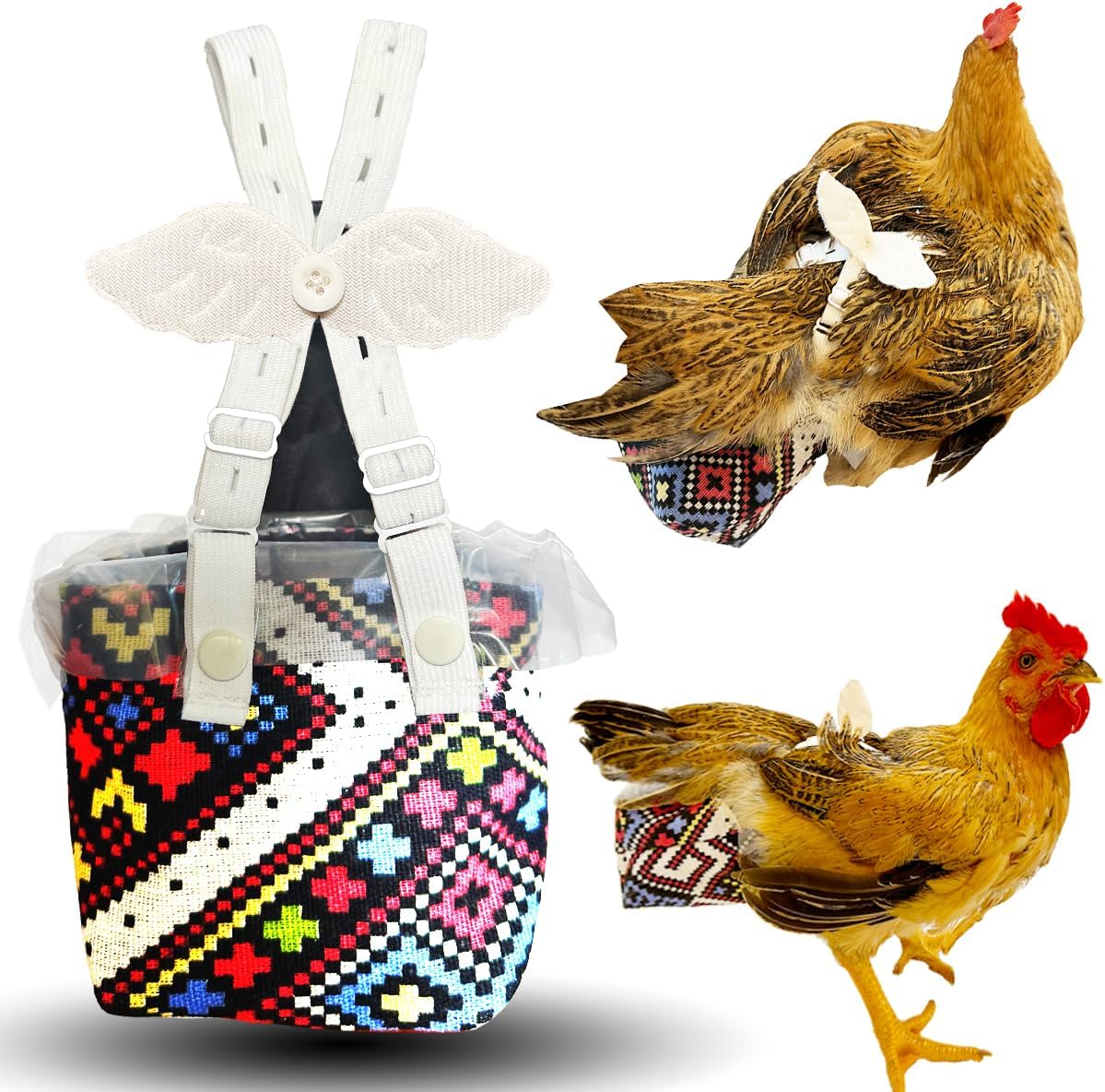 Revoloza reusable 3D chicken diaper front view leak proof pet apparel