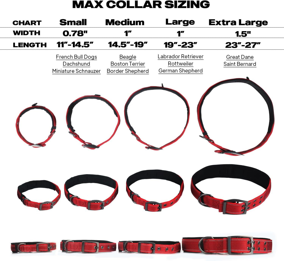 PetiFine medium dog collar adjustable sizing holes