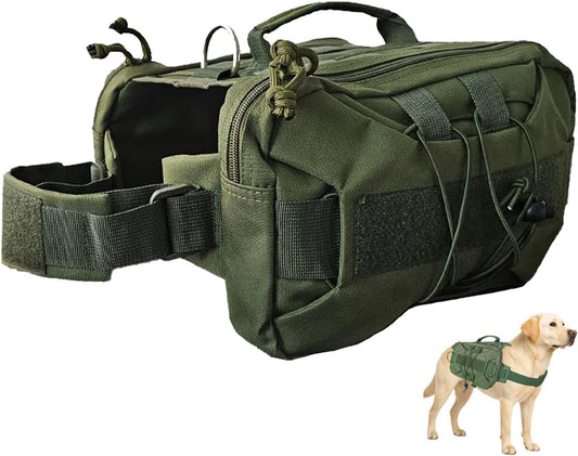 Zeus Urban tactical dog backpack harness front view in army green color
