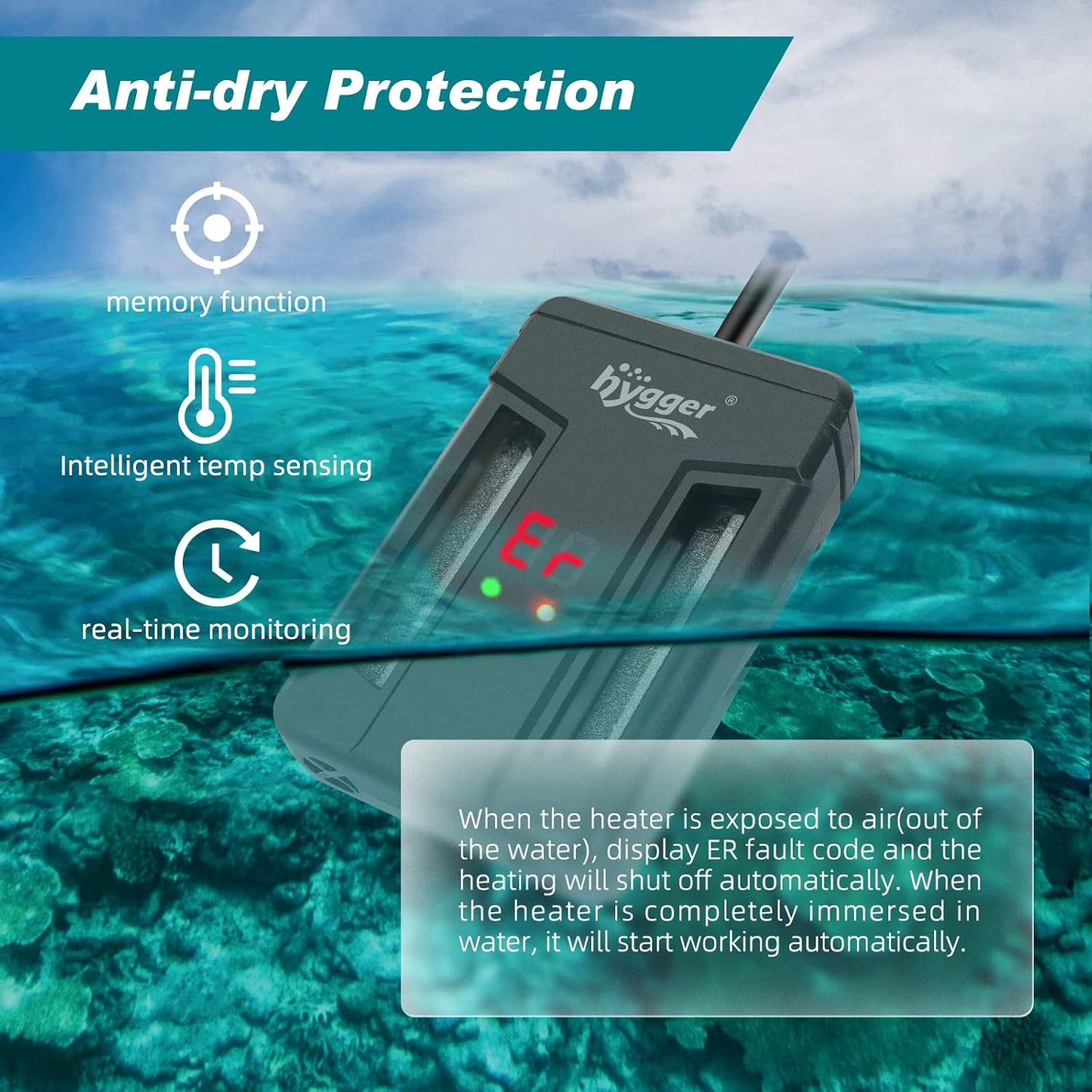 External temperature control panel for hygger fish tank heater