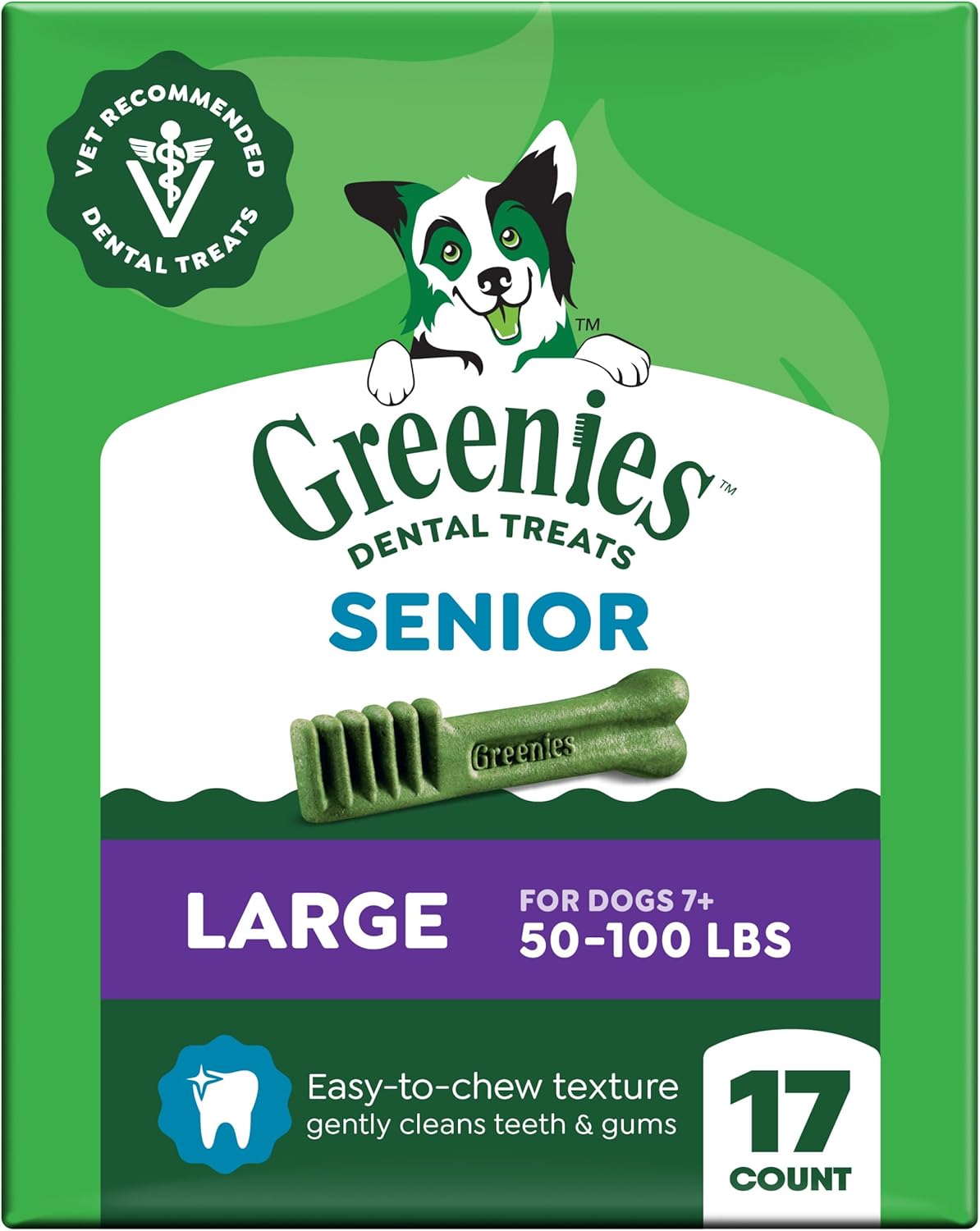 Greenies Dental Treats for Dogs, Veterinarian-Recommended Aging Care Adult Natural Dental Dog Treats, Teenie Size, 27 oz. Pack, 96 Count - Image 13