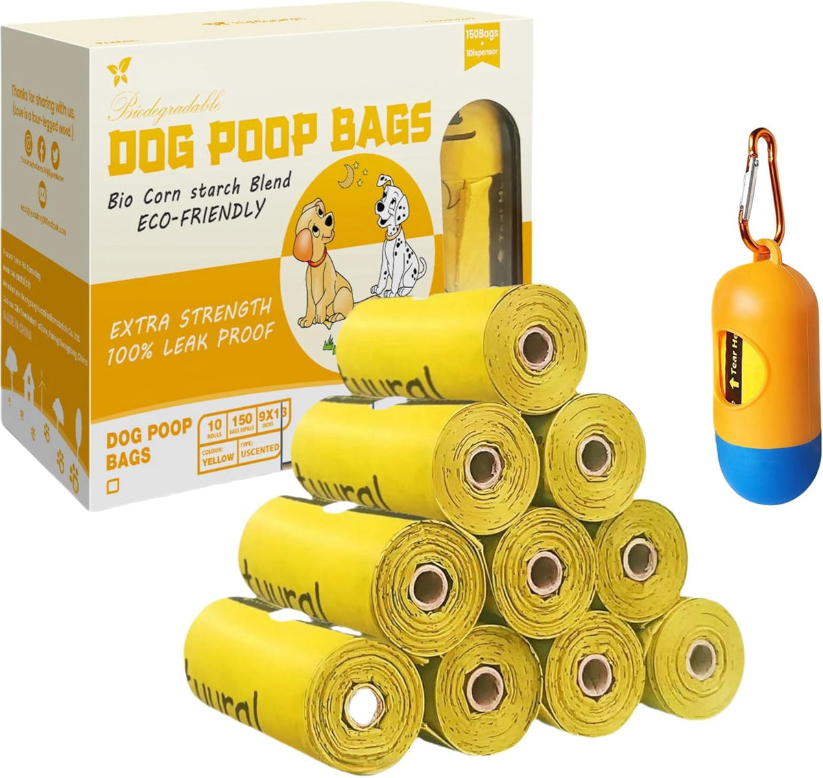 Dog Poop Bags-150 Counts with Holder (10 Rolls), Biodegradable Poop Bags, Eco-friendly and Easy to Open, Thick Dog Waste Bags (Green) - Image 11