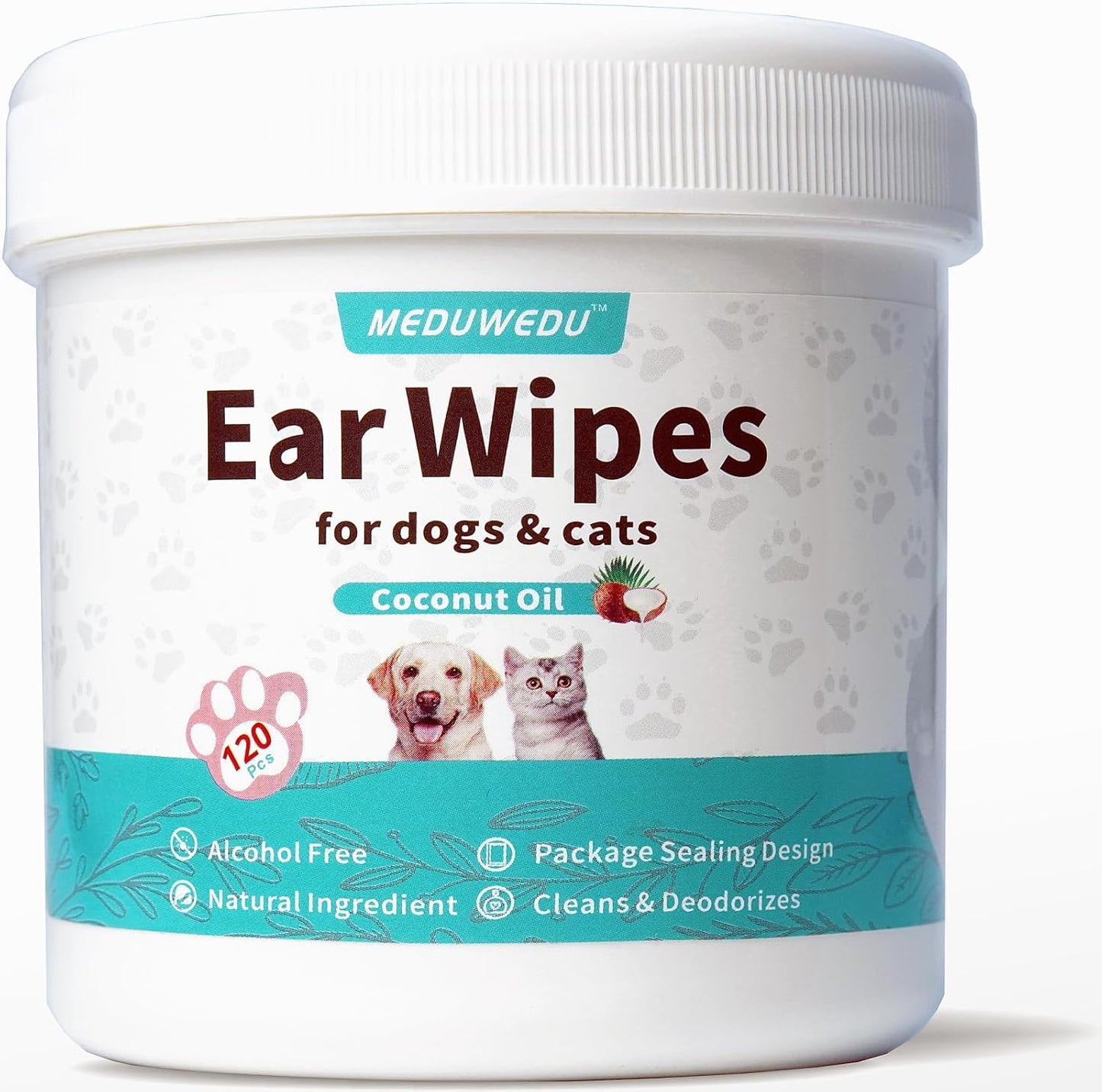 MEDUWEDU Ear Cleaner Finger Wipes 60 Counts, Dog Ear Cleaner, Grooming Kit Care for Dogs and Cats, Soft & Easy Otic Cleaning Pads, Remove Wax, Dirt & Stop Smelly, Itchy, Non-Irritating, Coconut Scent - Image 9