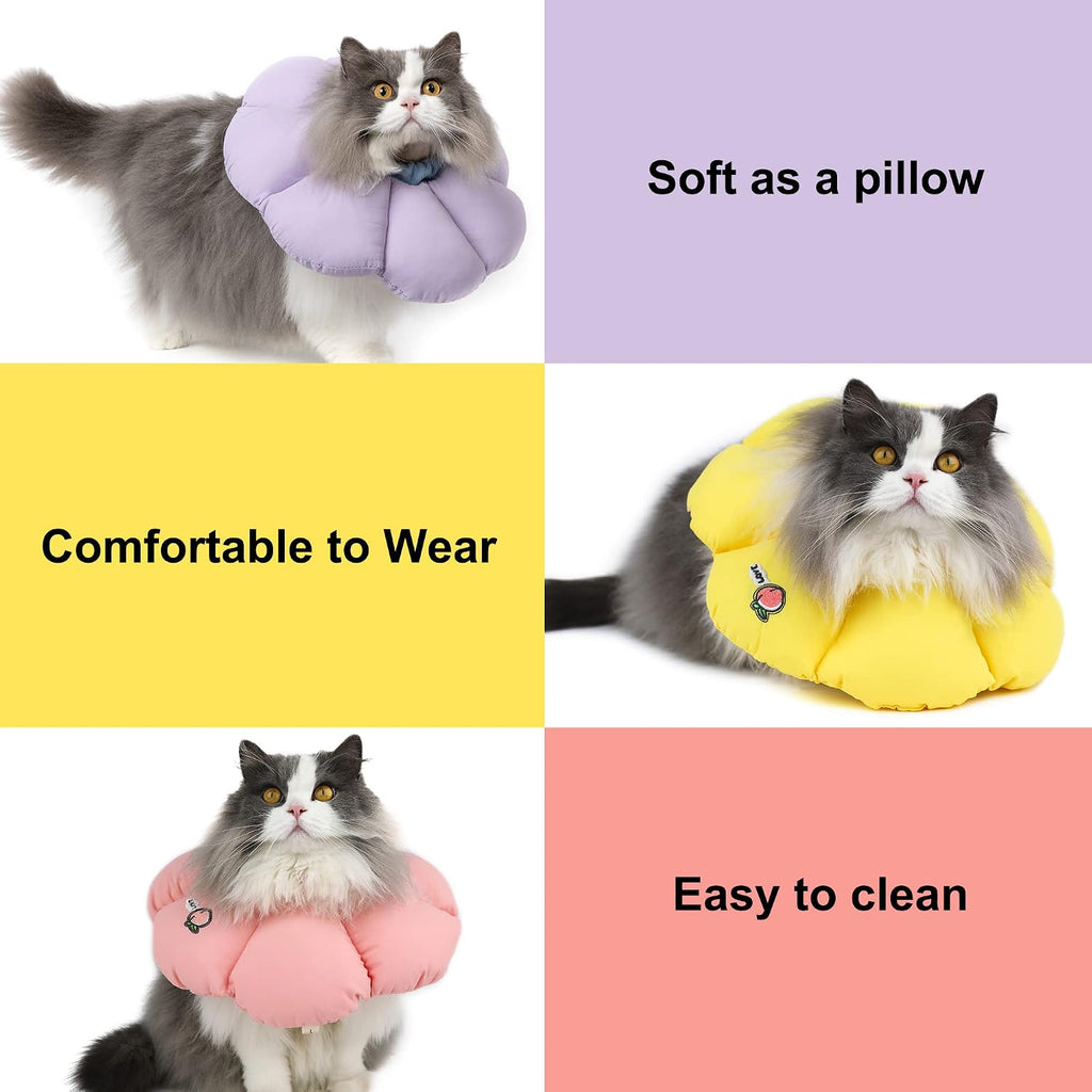 Comfortable cloth Elizabethan cone for small cats side view