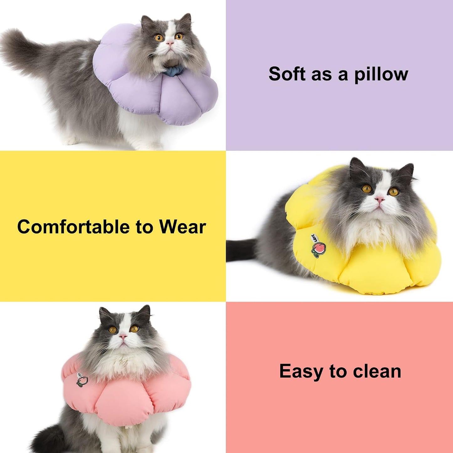 Comfortable cloth Elizabethan cone for small cats side view