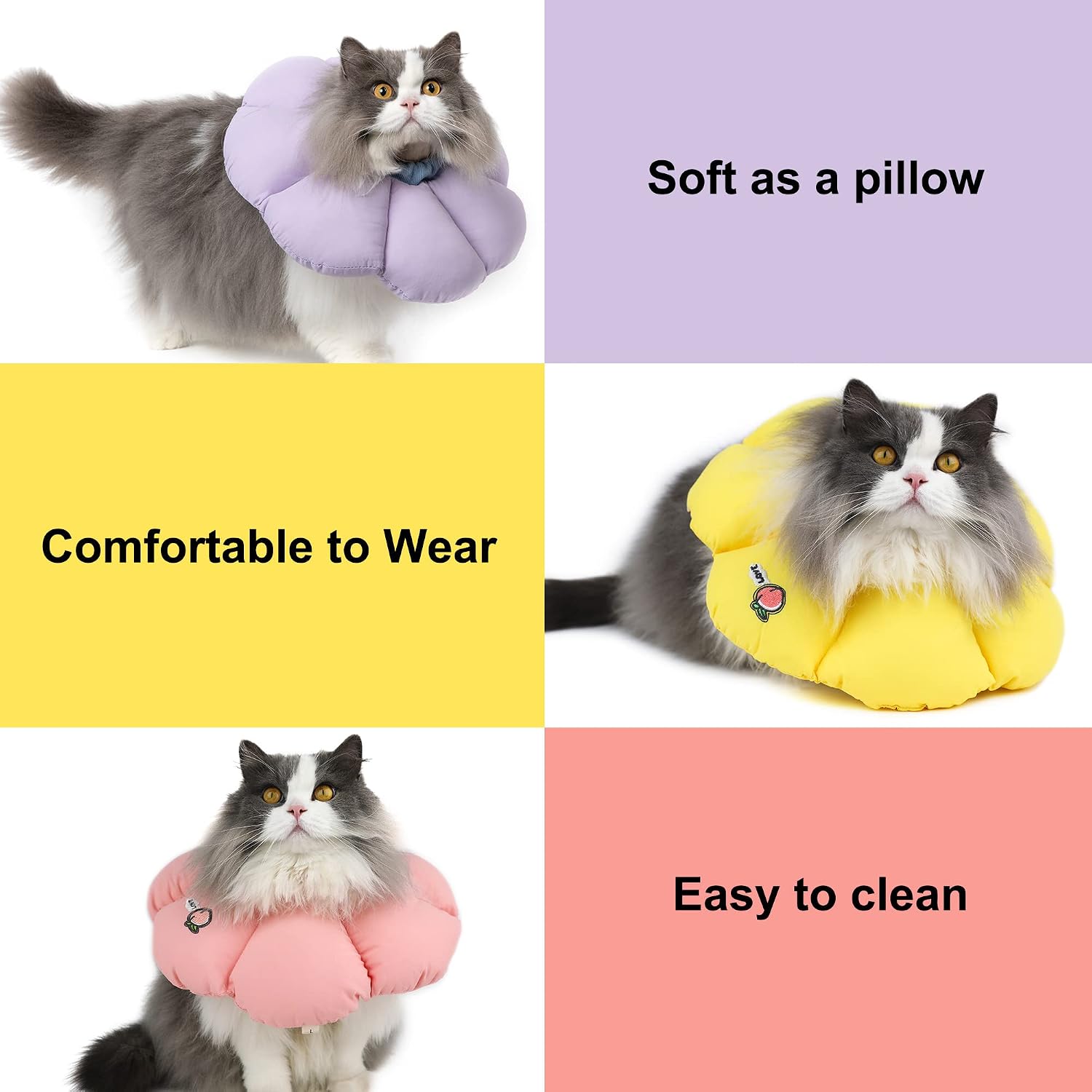 Comfortable cloth Elizabethan cone for small cats side view