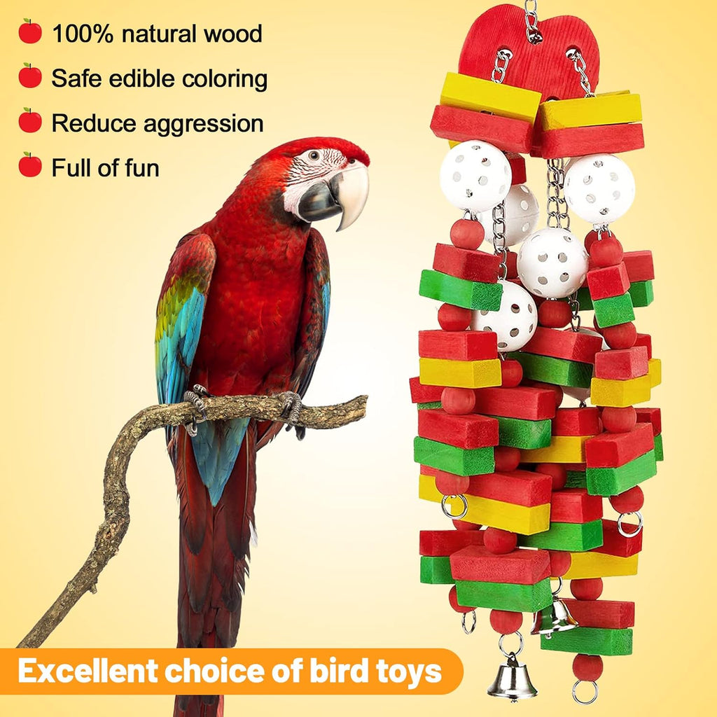 Full length view of 22 inch Mewtogo hanging parrot chew toy