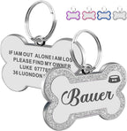 Dog Tags Personalized for Pets Dog Name Tags Personalized Dog Tag Engraved with Any Name & Text Custom Dog ID Tags Glitter Bone ID Tag for Puppy Cat (Pink S, Bone) - Image 12