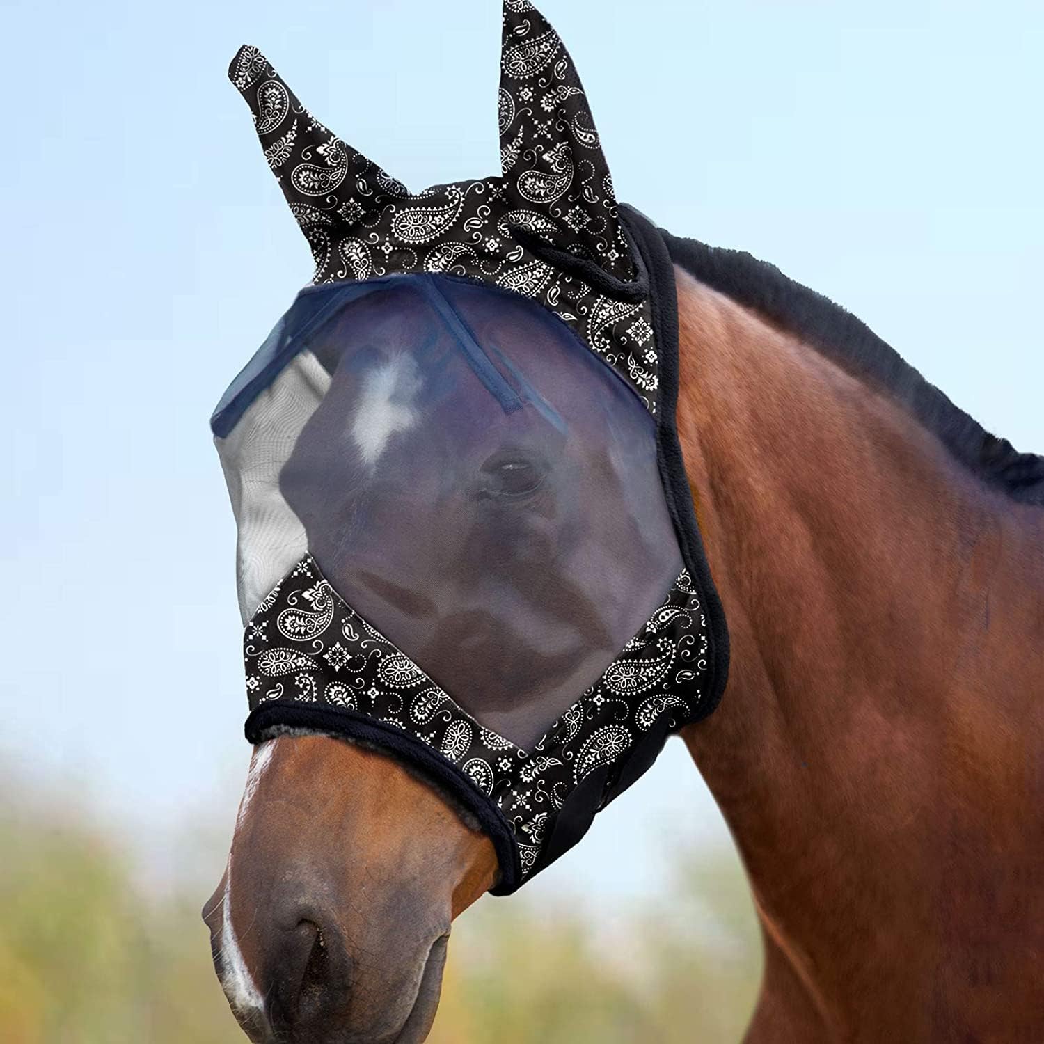 Harrison Howard LumiVista Horse Fly Mask Standard with Ears UV Protection for Horse Dream Star L Full Size - Image 15
