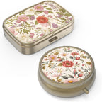 Dynippy retro floral pill organizer box front view showing vintage red flower design