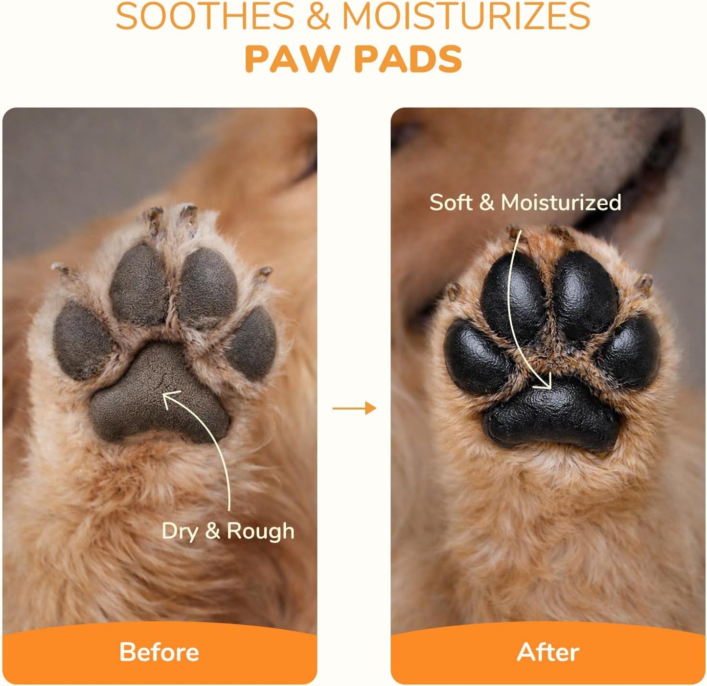 Dog paw balm with coconut oil and shea butter for dry pads