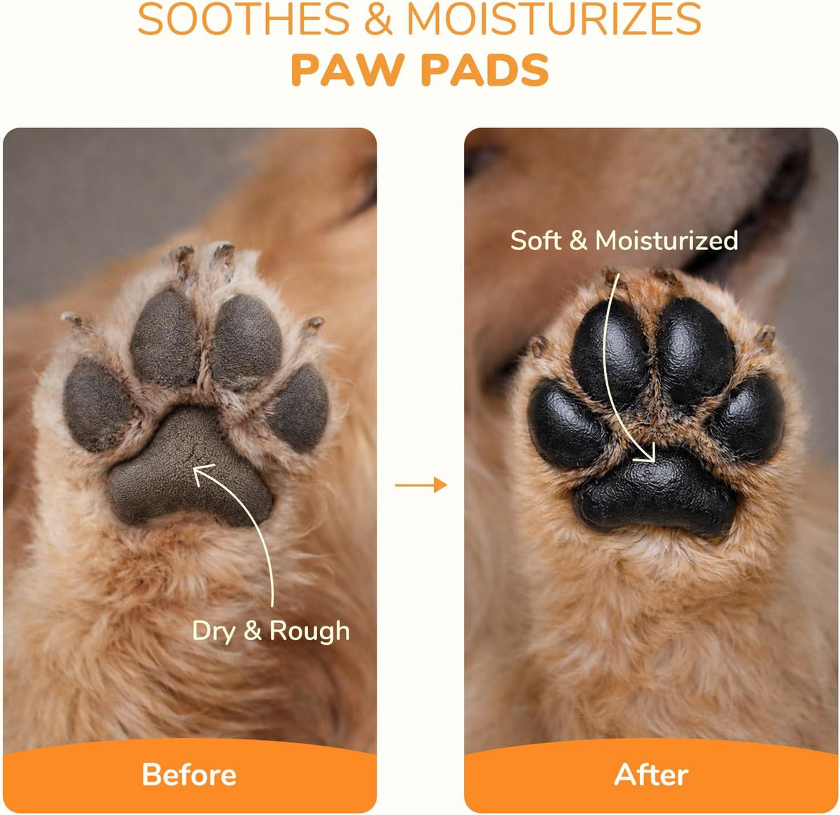Dog paw balm with coconut oil and shea butter for dry pads