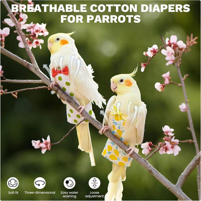 Adjustable elastic magic sticker fasteners on premium bird nappy clothes