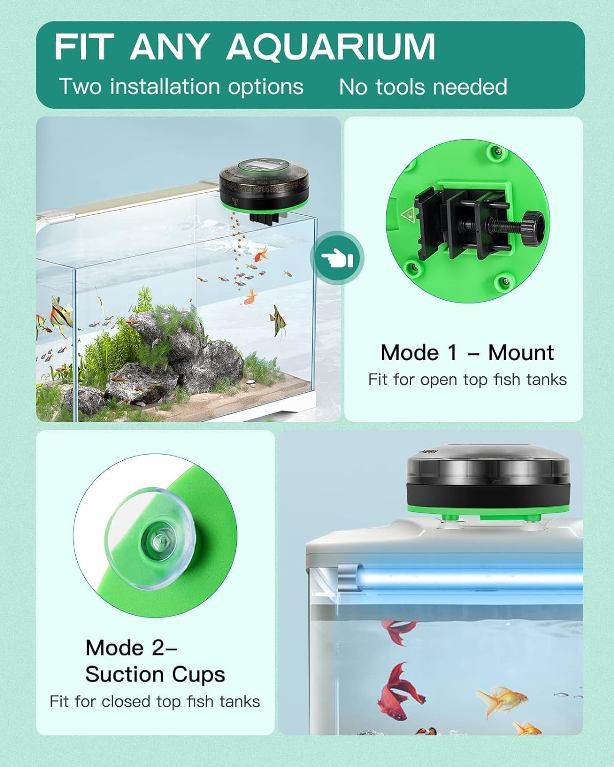Rechargeable aquarium vacation feeder with included charging cable
