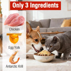 Close up of freeze-dried pet food topper flakes