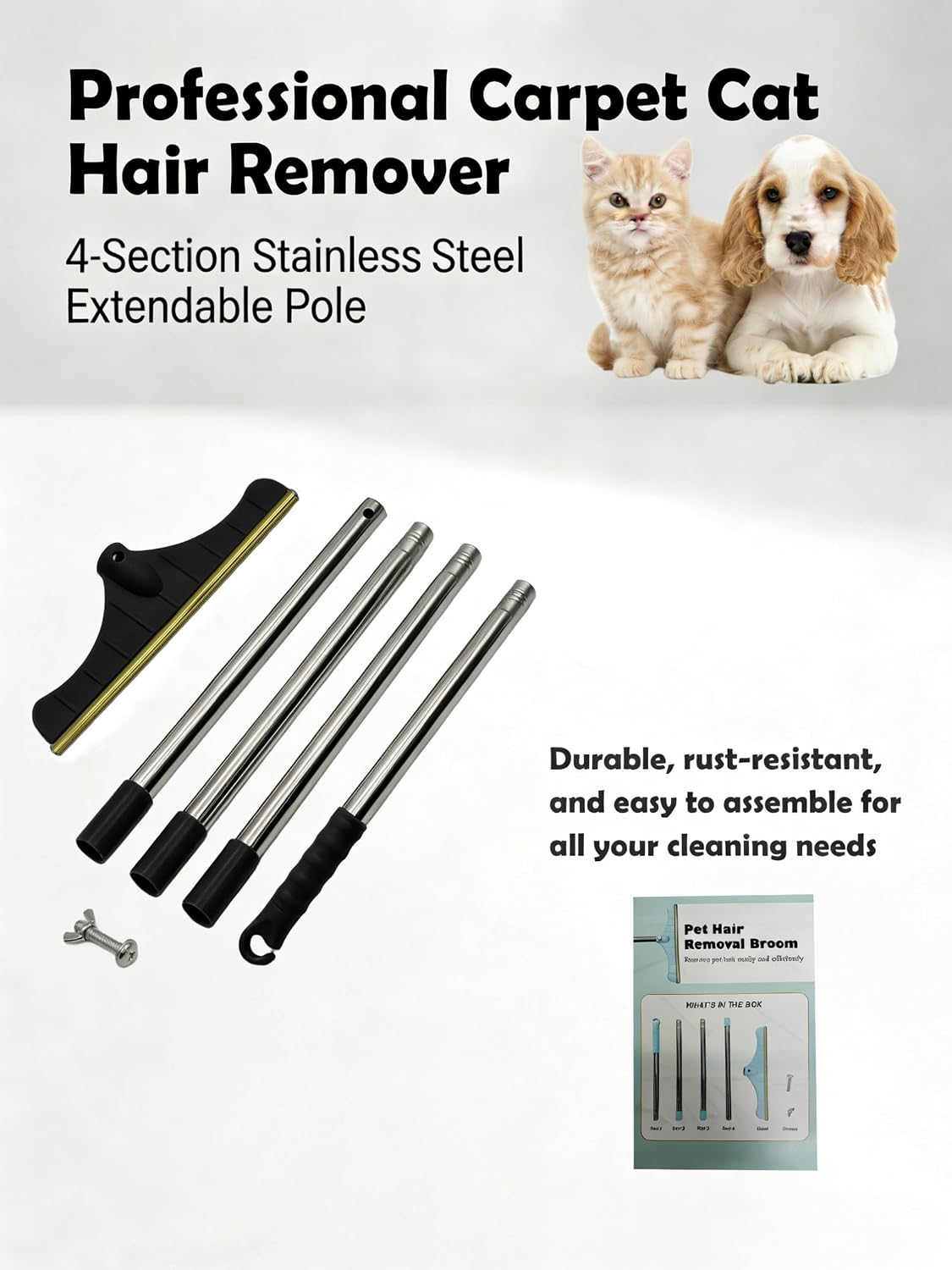 Ergonomic handle grip for pet hair removal rake