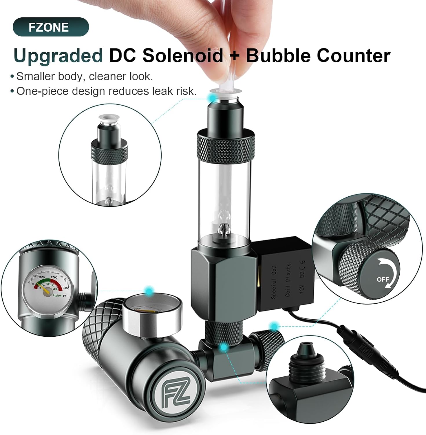 FZONE mini carbon dioxide system connected to standard pressure resistant tubing.
