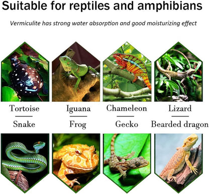 Reptile habitat cushioning material showing high water absorption properties.