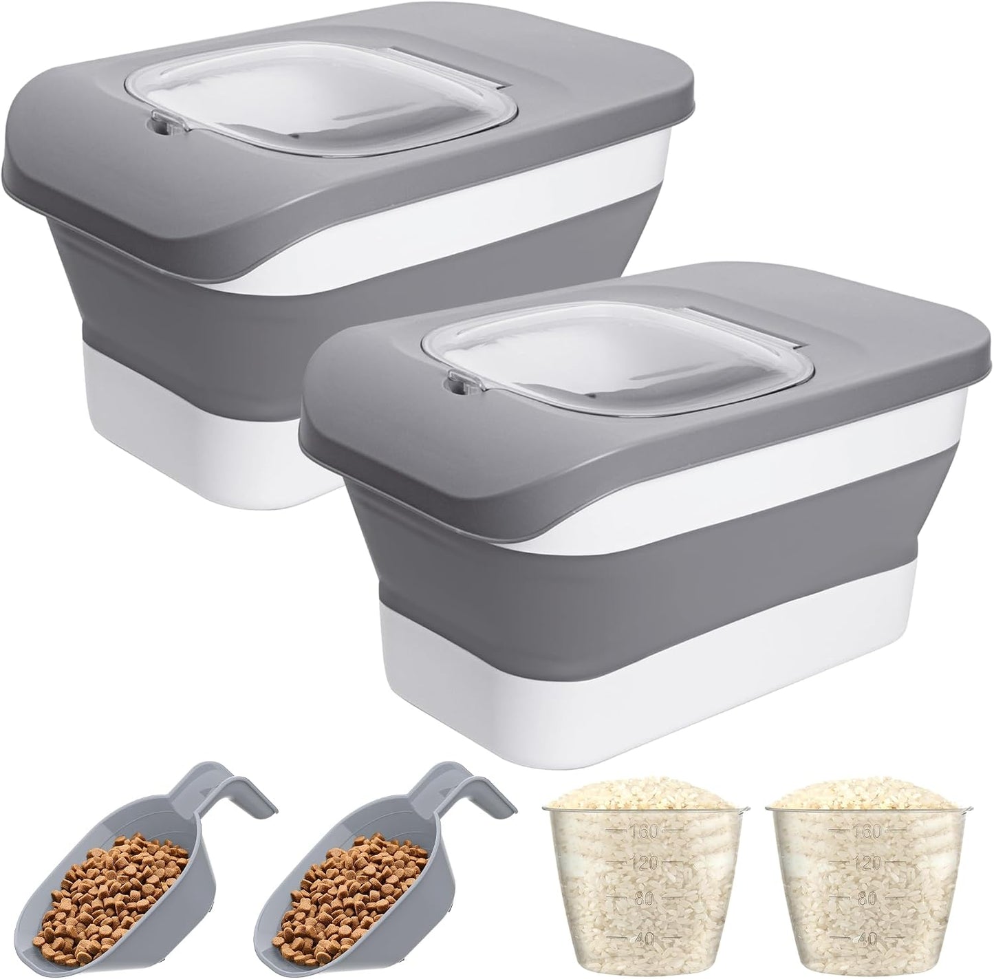 10-13 Lbs Dog Food Stroage Container, Collapsible Dog Food Containers with Airtight Lid, Pet Food Scoop, Pet Food Storage Container Dry Food for Dog, Cat and Other Pets - Image 10