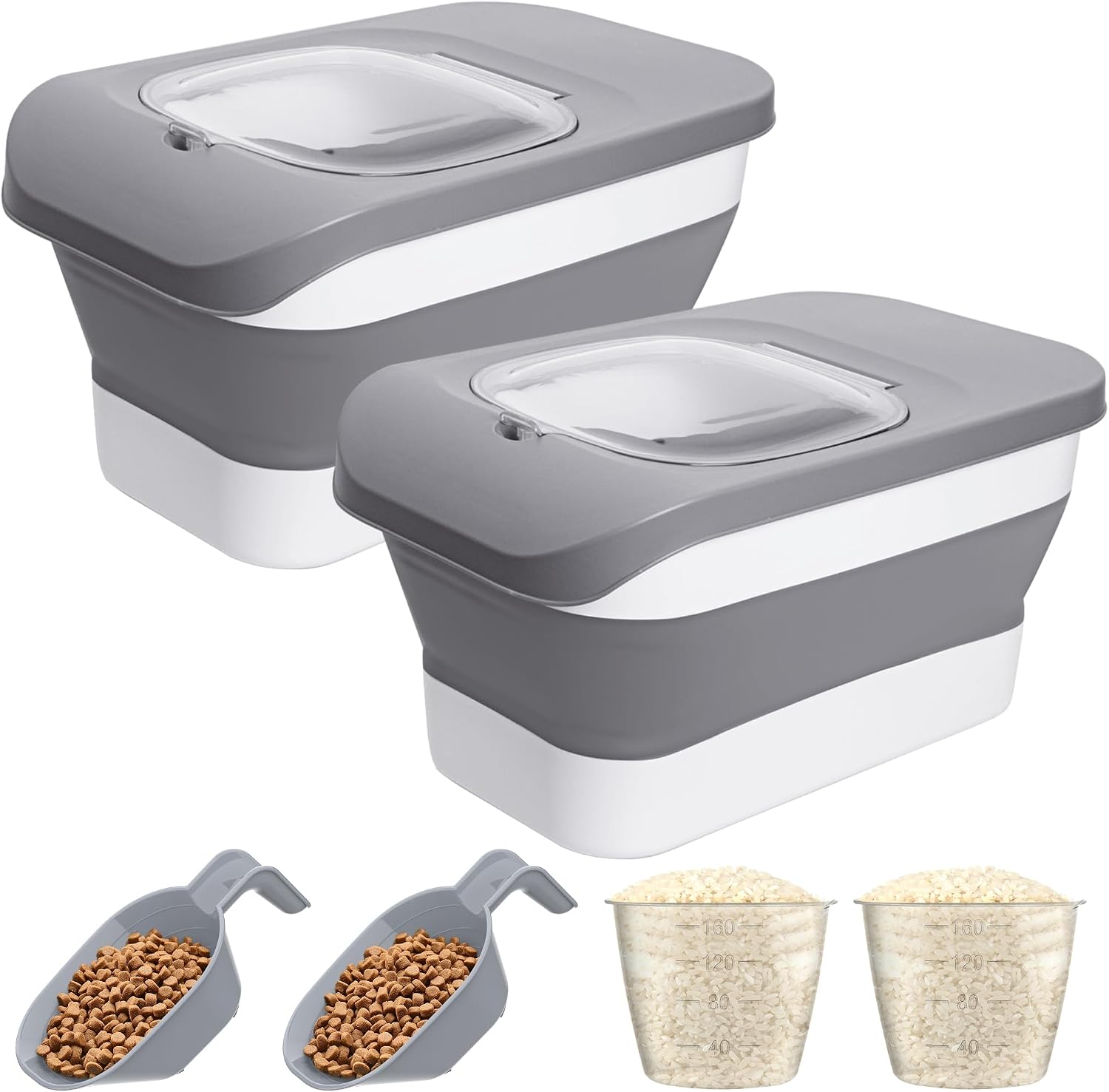 10-13 Lbs Dog Food Stroage Container, Collapsible Dog Food Containers with Airtight Lid, Pet Food Scoop, Pet Food Storage Container Dry Food for Dog, Cat and Other Pets - Image 10