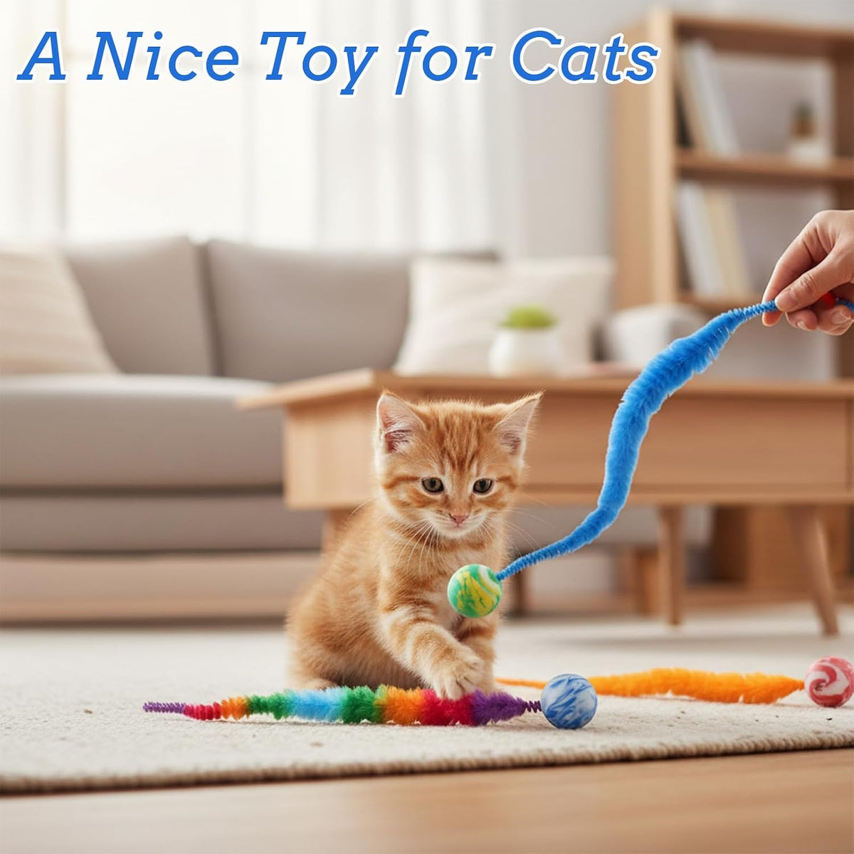 Worm teaser replacement attachments for interactive cat wand fishing poles