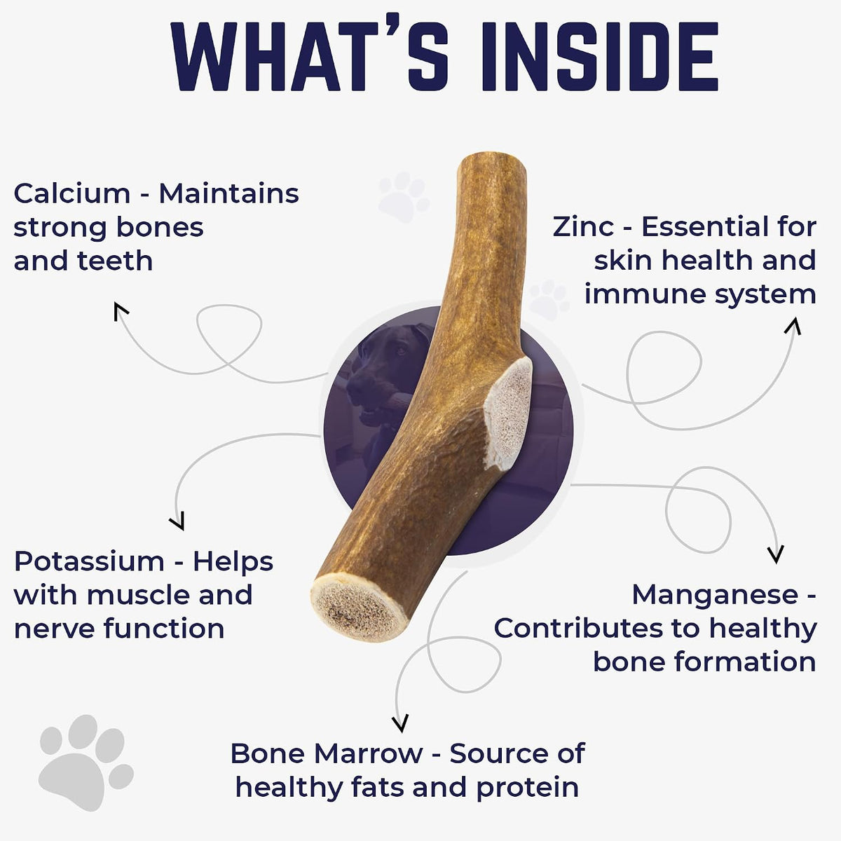 Single ingredient pure elk antler bone packed with natural calcium and phosphorus minerals
