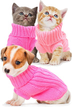 XXS Dog Sweater 2-Pack, Turtleneck Knitwear Dog Sweater for Small Dogs Girl Teacup Chihuahua Yorkie Warm Winter Pet Puppy Clothes Kitten Cat Sweater for 1.5-2 lbs Dogs - Image 9