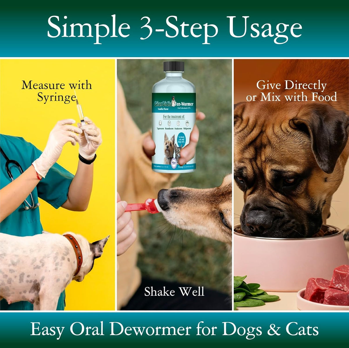 GiarCidia pet deworming liquid packaging highlighting its authentic USA origin.