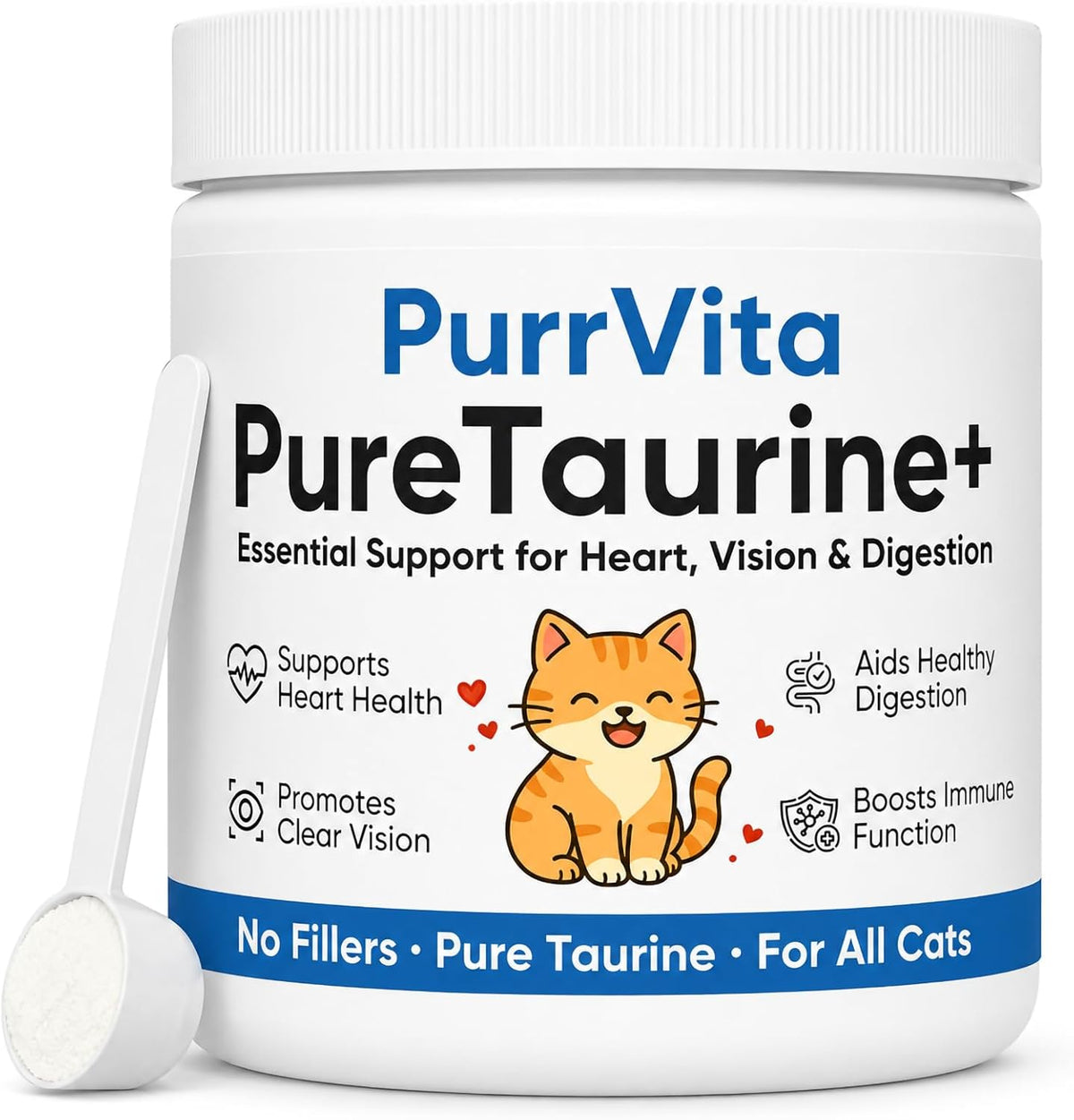 Plynxe PurrVita Taurine for Cats powder supplement front view container