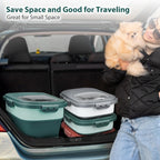 Viretec pet container bottom view detailing the four attachable rolling wheels.