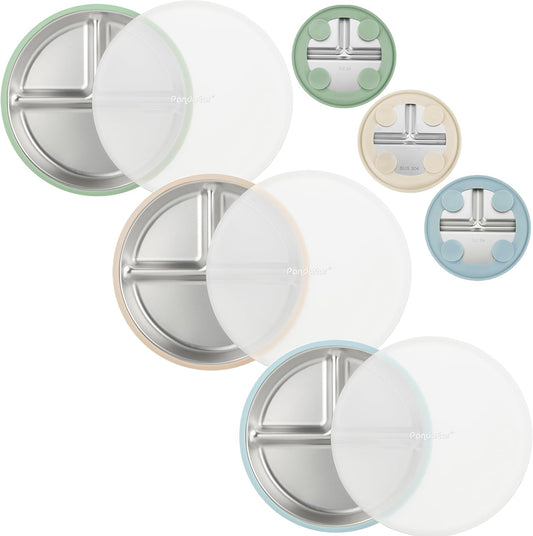PandaEar stainless steel baby suction plates front view