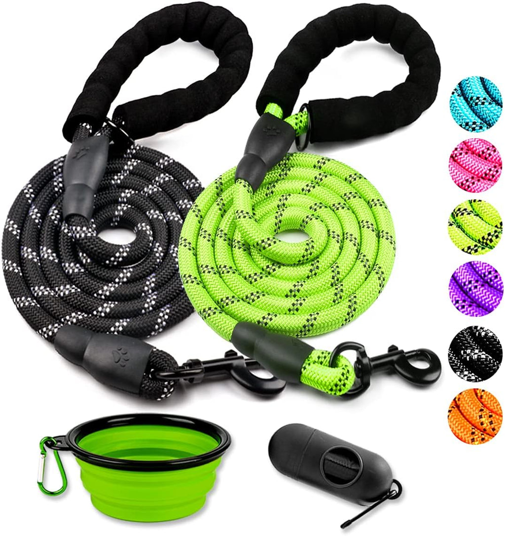 COOYOO 2 Pack Dog Leash 5 FT Heavy Duty - Comfortable Padded Handle - Reflective Dog Leash for Medium Large Dogs with Collapsible Pet Bowl - Image 14
