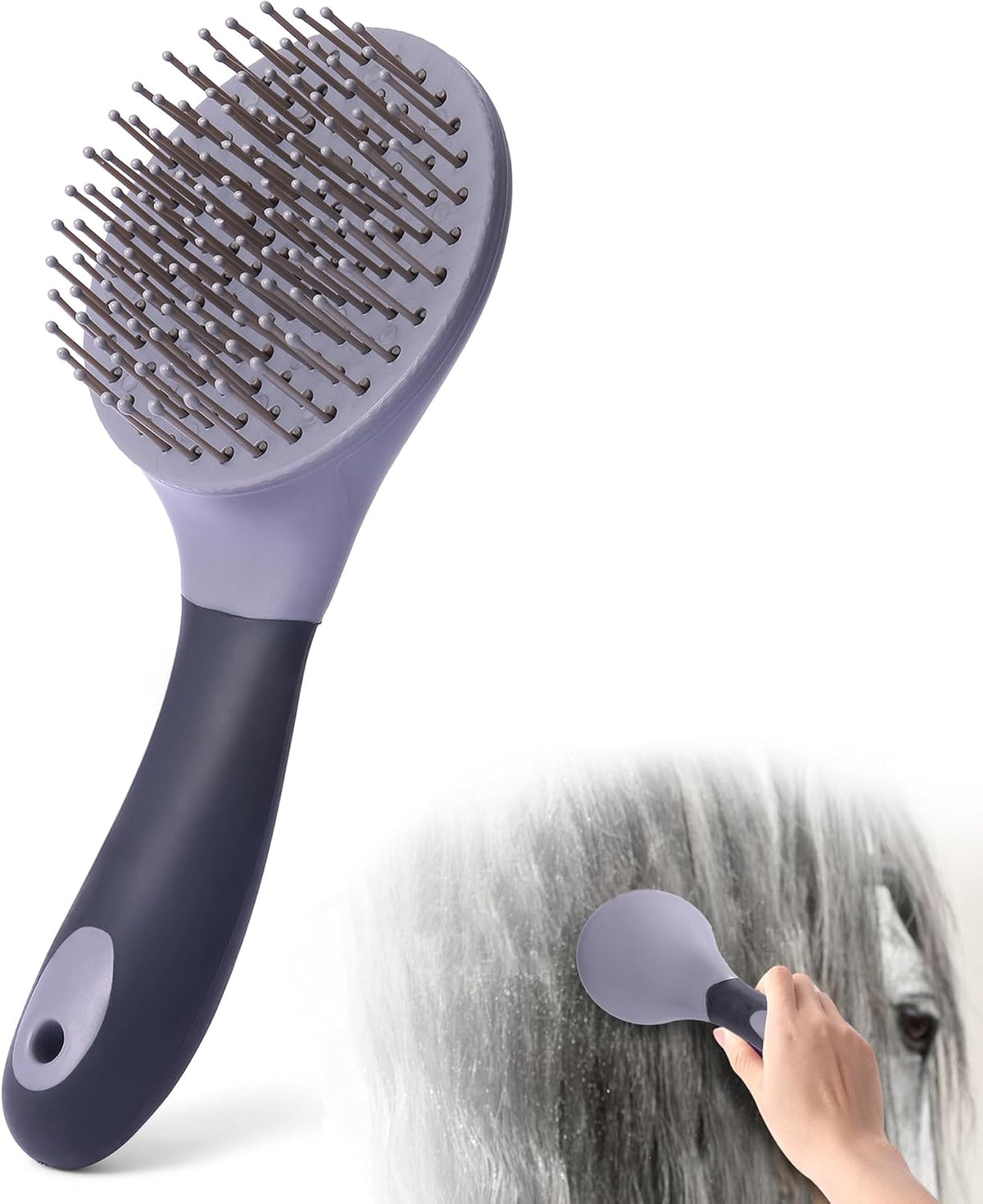 Uylkm equine mane and tail brush gray front view
