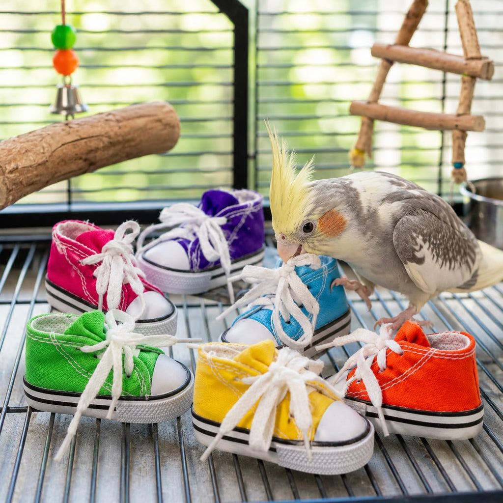 Bonka Bird Toys 6 Mini Sneakers Colorful Cotton Shredding Parrot Parrotlet Budgie Finch Cockatoo - Image 4