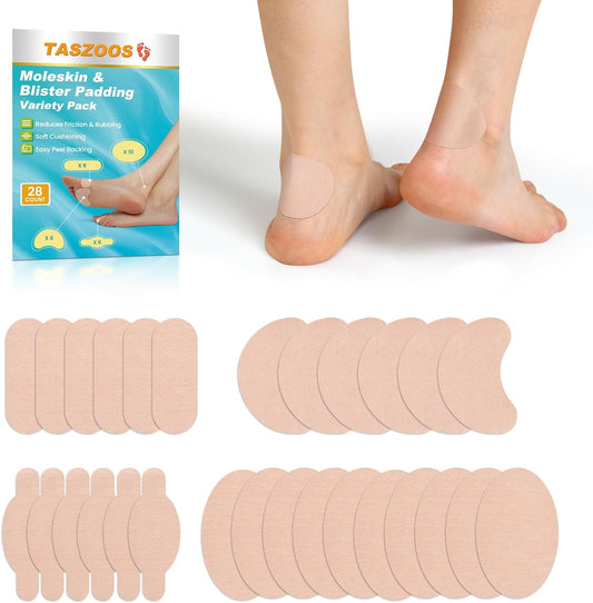 TASZOOS Moleskin Adhesive Pads front view for blister prevention.