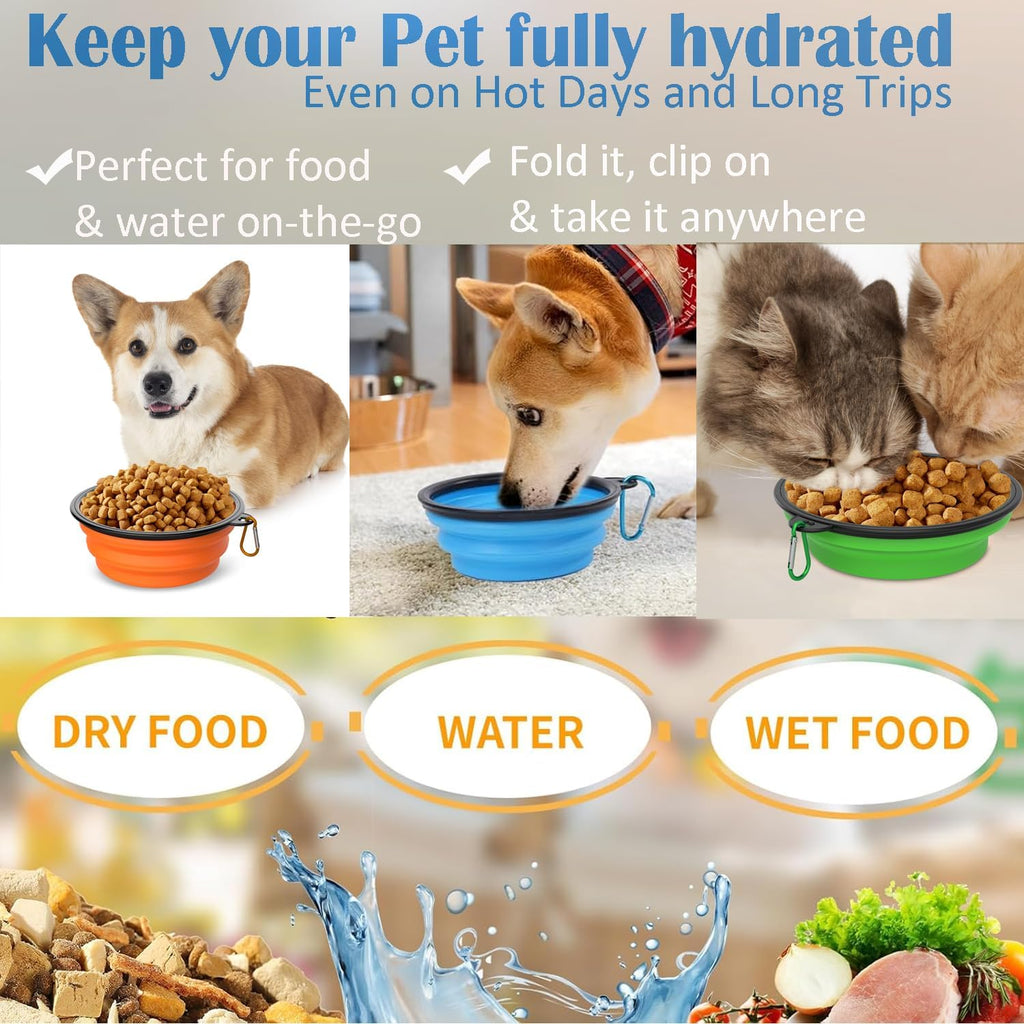 Dishwasher safe travel dog water bowls being collapsed flat