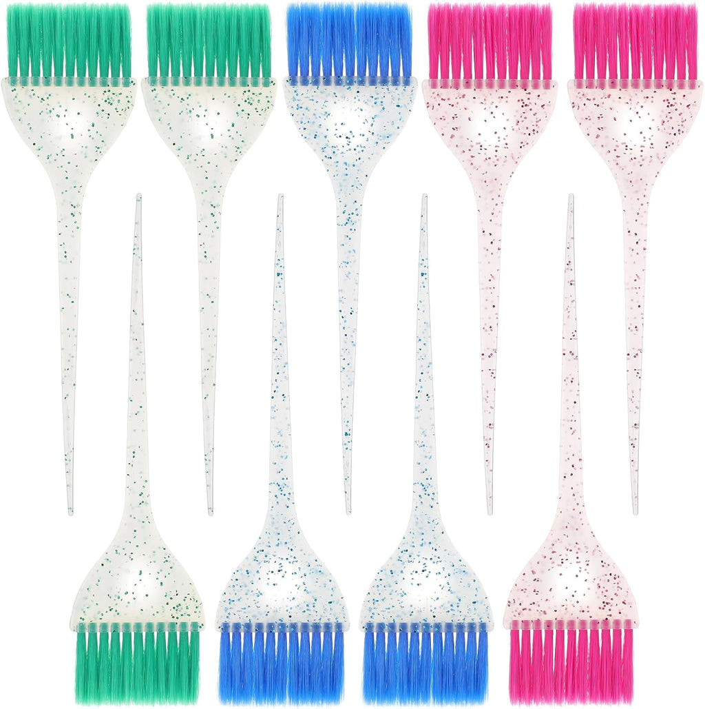 Stylance 9-piece glitter handle hair color brush set front view.