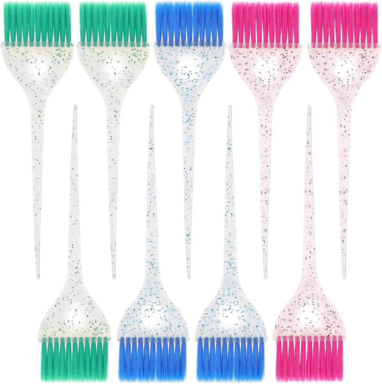 Stylance 9-piece glitter handle hair color brush set front view.