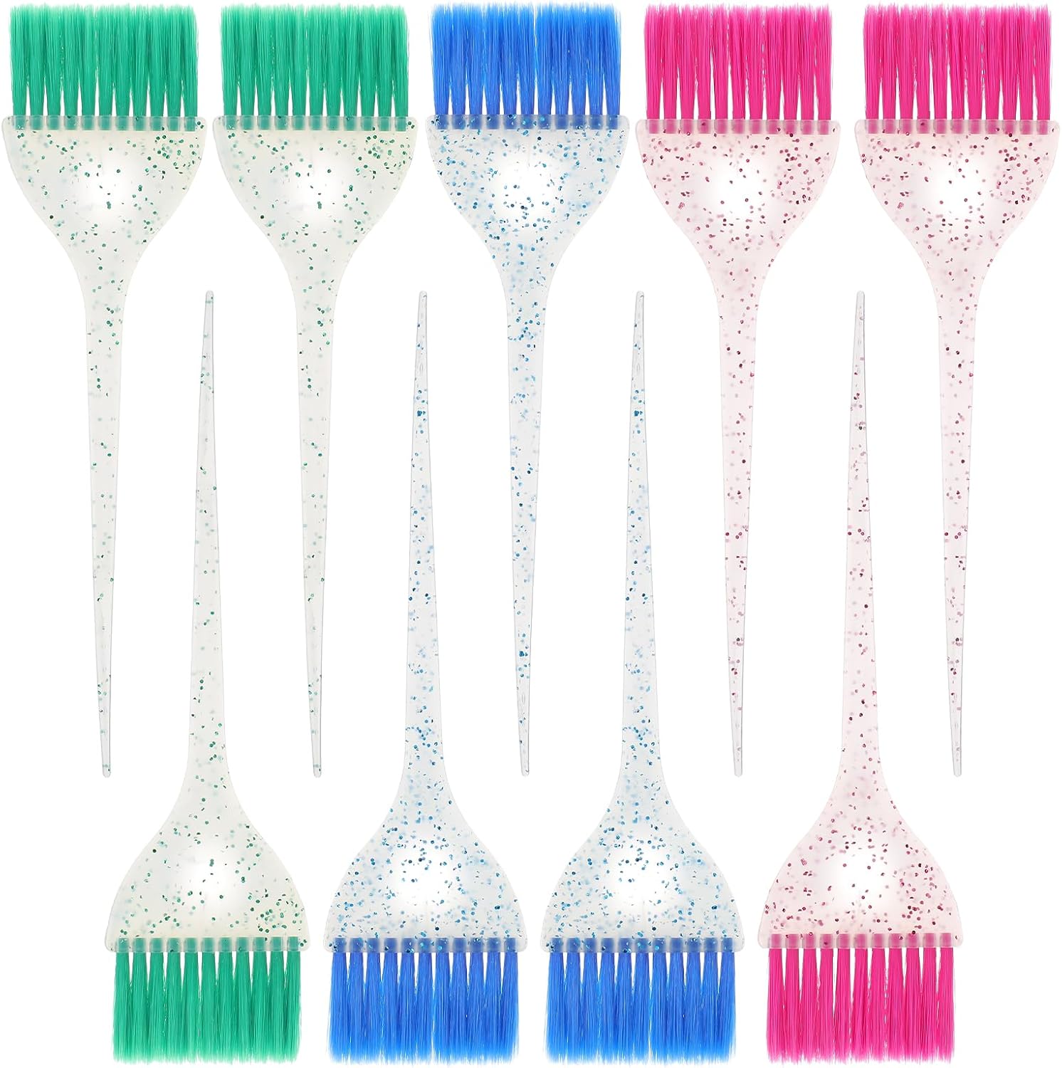 Stylance 9-piece glitter handle hair color brush set front view.