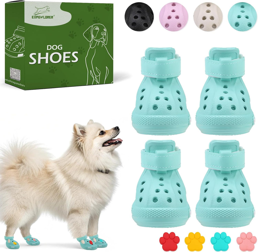 EVA Dog Shoes- Non-Slip Waterproof Dog Booties for Hot Pavement Summer, Easy ON & Off Reflective Adjustable Pet Boots & Paw Protectors, Rugged Sole for Small Medium Large Dog Outdoor Walking (Beige,M) - Image 14