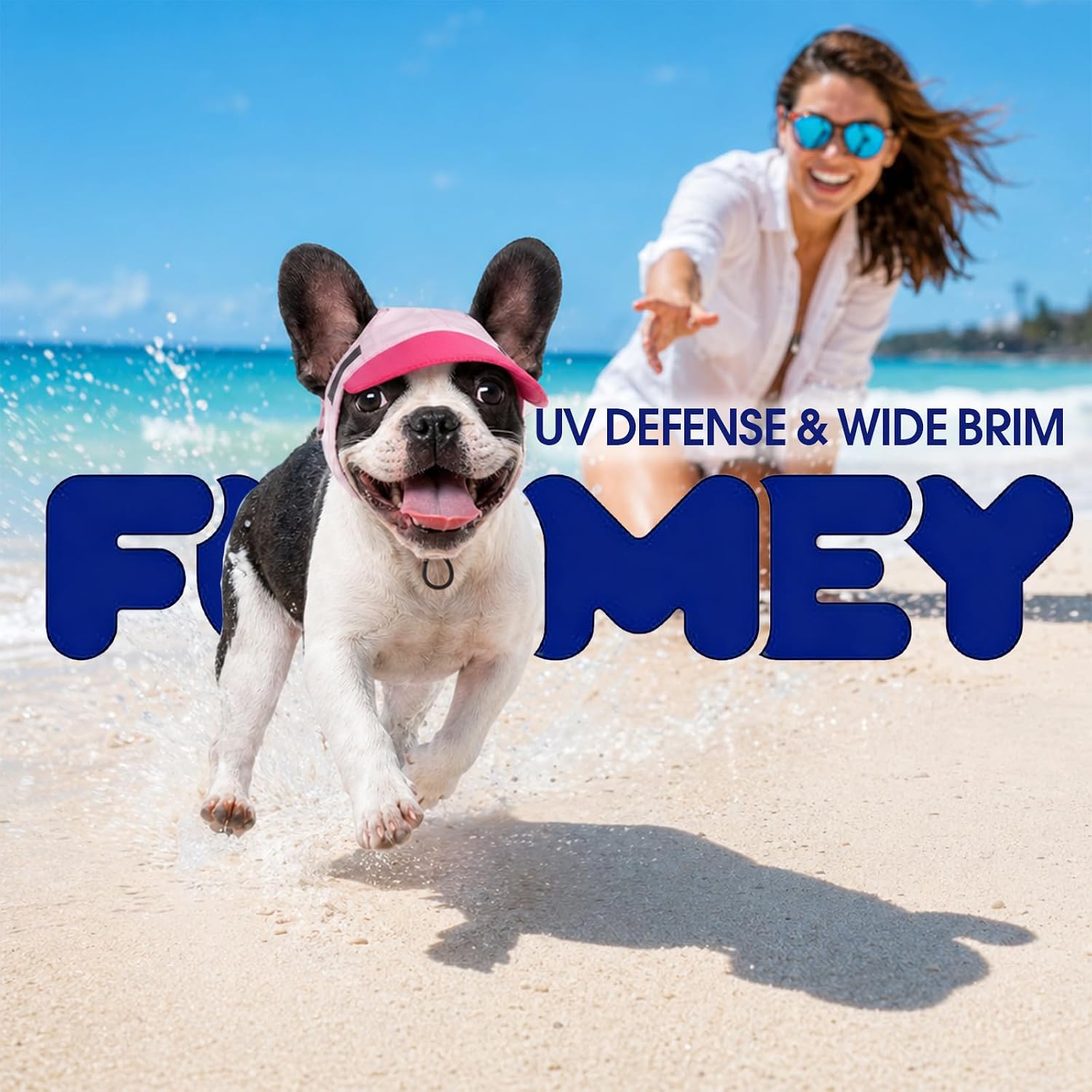 Fuamey dog sun hat side profile with ear holes visible