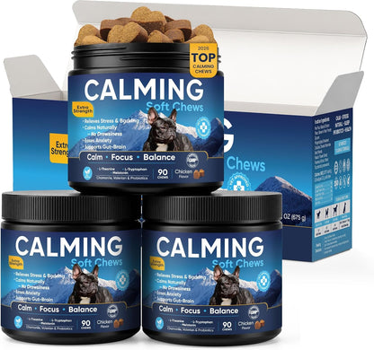 Calming Chews for Dogs 90pc Dog Calming Chews - Anxiety Relief Relaxing Calm Dog Melatonin Treats,Bites for Puppy,Small-Large Dogs Anxiety,Daily Stress & Separation,Fireworks, Thunder, Barking Support - Image 10