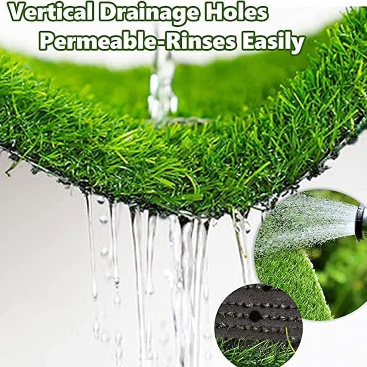Close up of synthetic grass texture and drainage backing